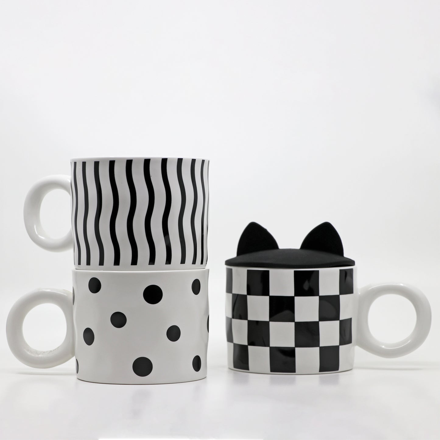 Black & White Style with Bunny Cap - Ceramic Mug