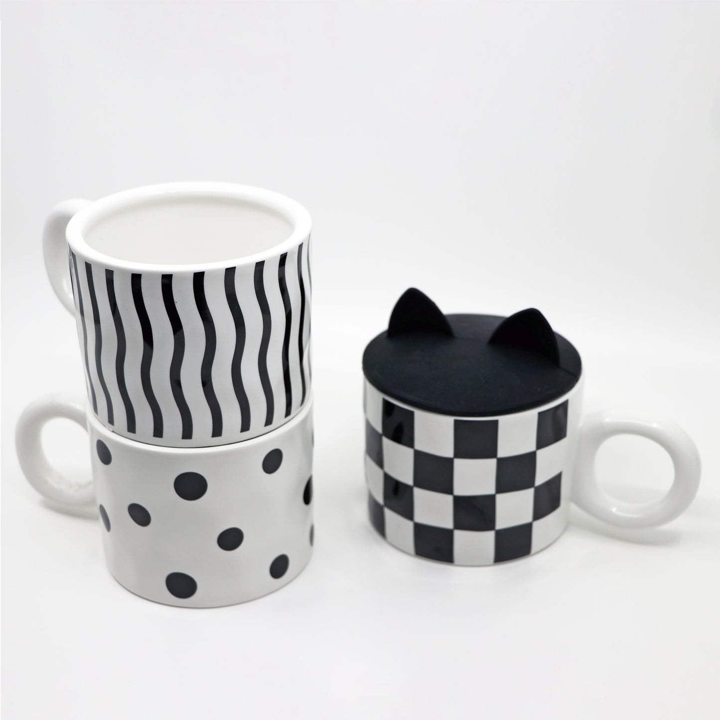 Black & White Style with Bunny Cap - Ceramic Mug