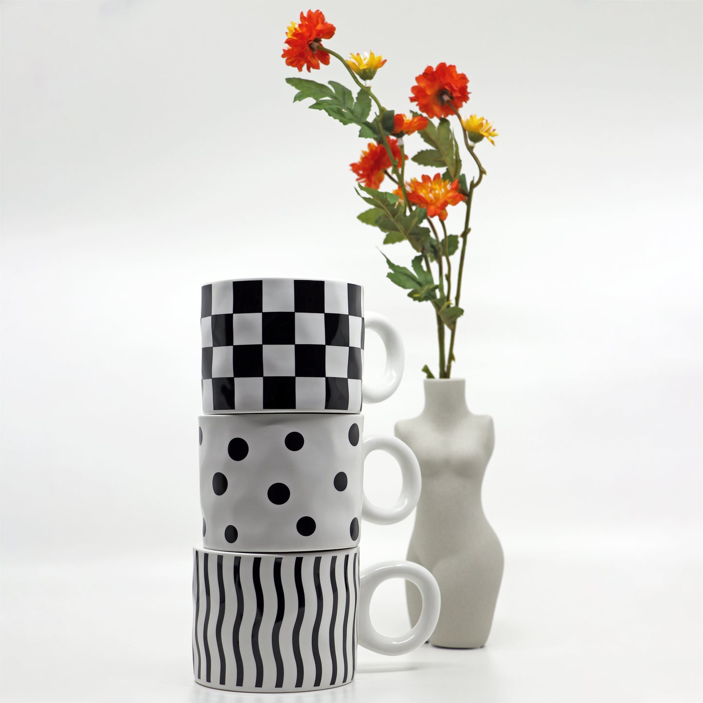 Black & White Style with Bunny Cap - Ceramic Mug