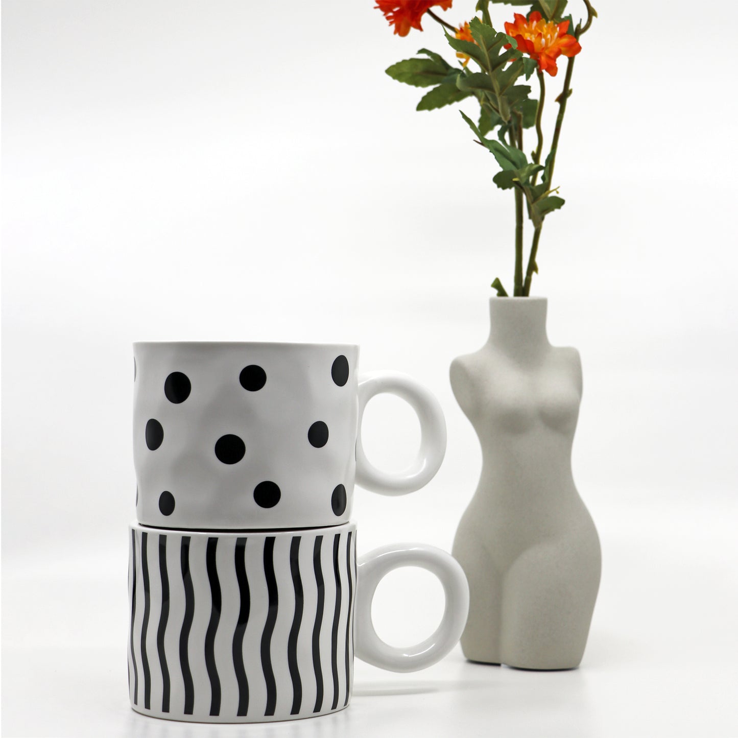 Black & White Style with Bunny Cap - Ceramic Mug