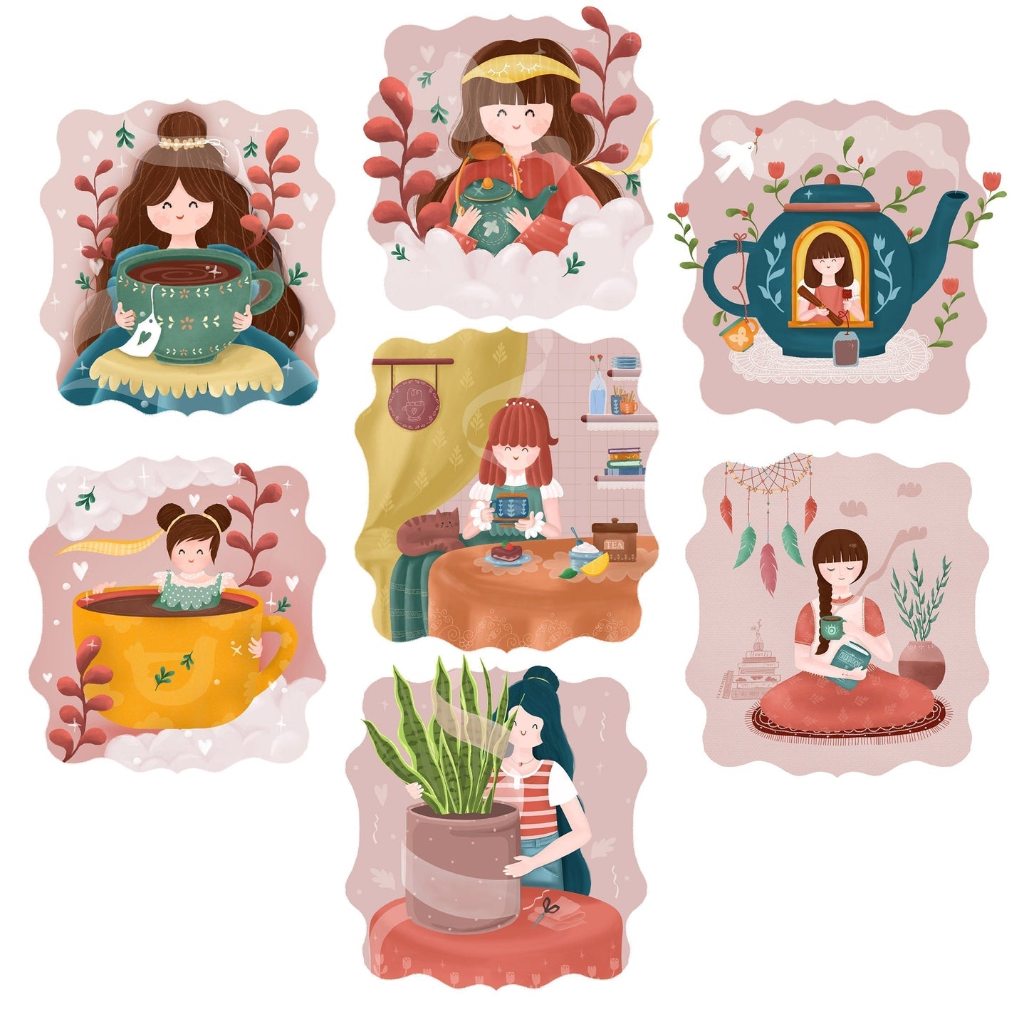 Tea Lover with Cup - Die Cut Sticker