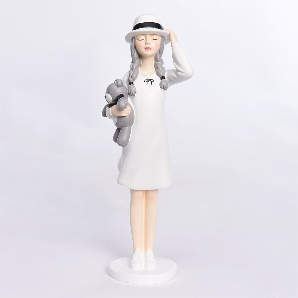 Girl with Teddy Bear - Decor Figurine