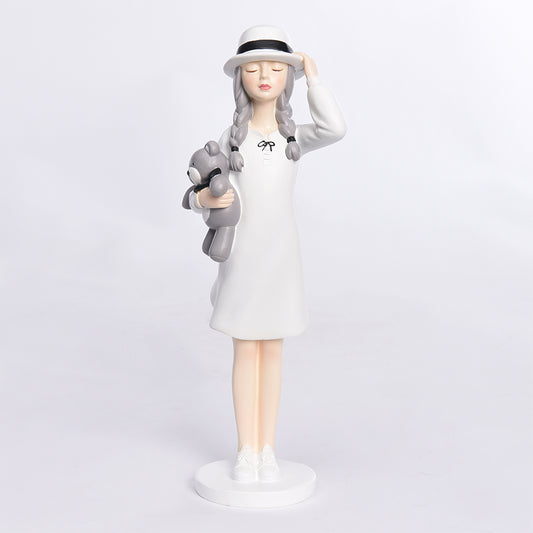 Girl with Teddy Bear - Decor Figurine