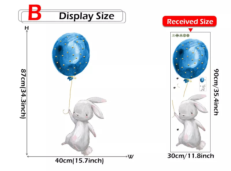 Blue Balloon Bunnies - Wall Sticker of 5 Styles