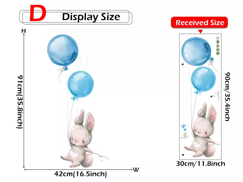 Blue Balloon Bunnies - Wall Sticker of 5 Styles