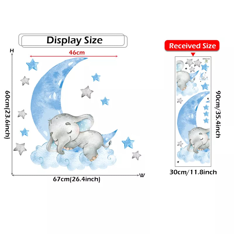 Elephant Sleeping on the Moon - Wall Sticker