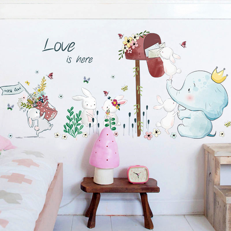 Elephant & Bunnies - Wall Sticker