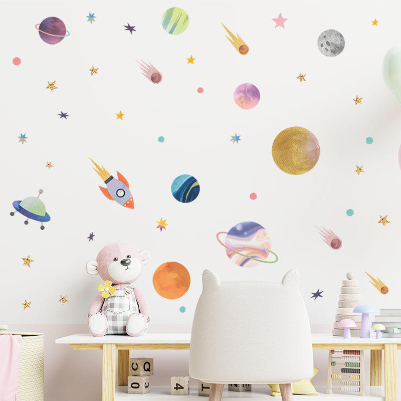 Spaceship toward Planets - Wall Sticker