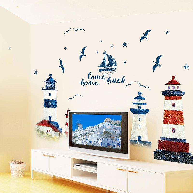 Lighthouse & Boat - Wall Sticker