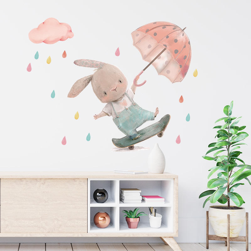 Skateboarding Bunny - Wall Sticker