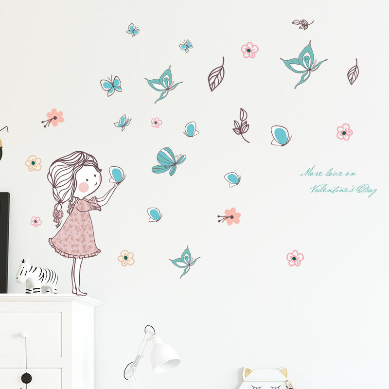 Girl & Butterflies Wall Sticker