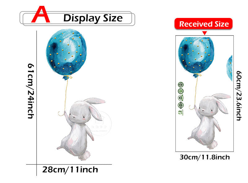 Colorful Balloon Bunnies - Wall Sticker of 4 Styles