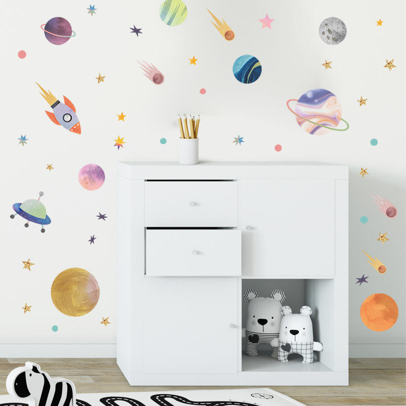 Spaceship toward Planets - Wall Sticker