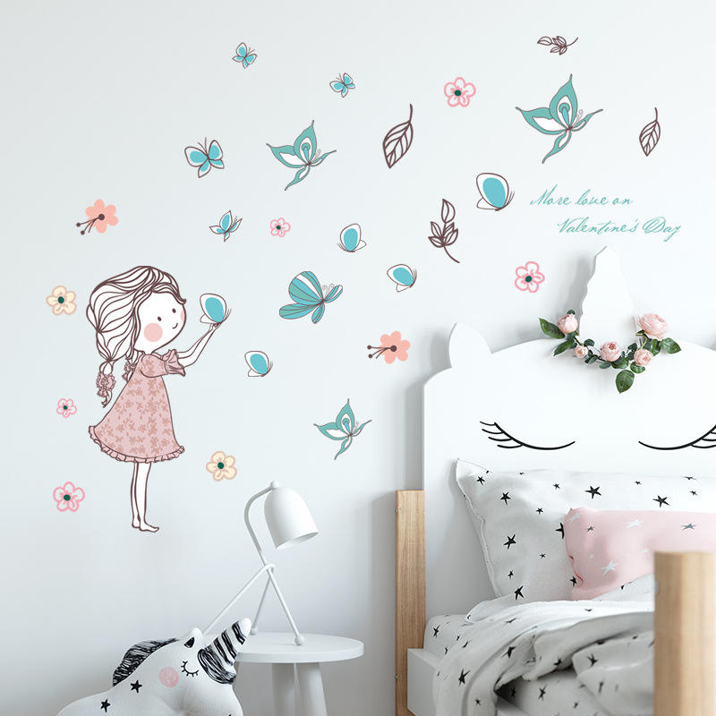 Girl & Butterflies Wall Sticker