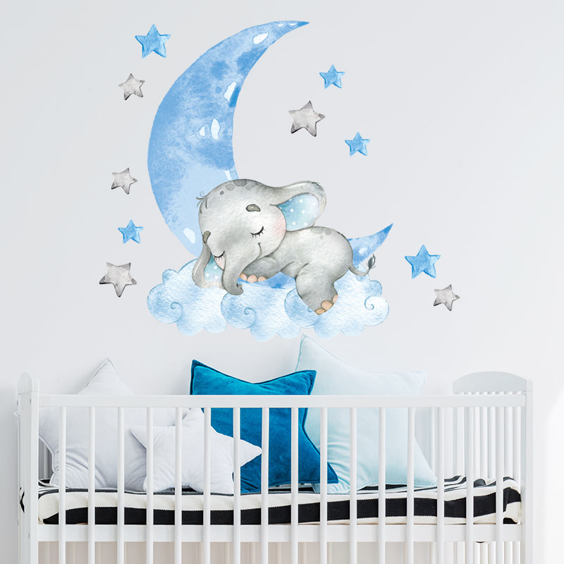 Elephant Sleeping on the Moon - Wall Sticker