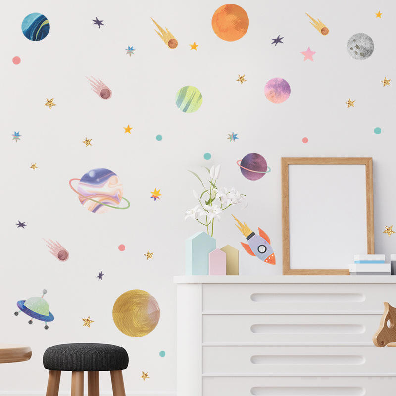 Spaceship toward Planets - Wall Sticker