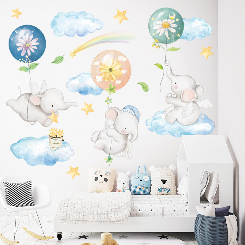 Elephant over the Cloud - Wall Sticker