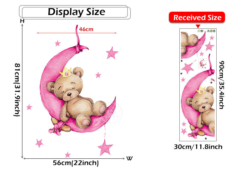 Bear Sleeping on the Moon - Wall Sticker of 2 Styles