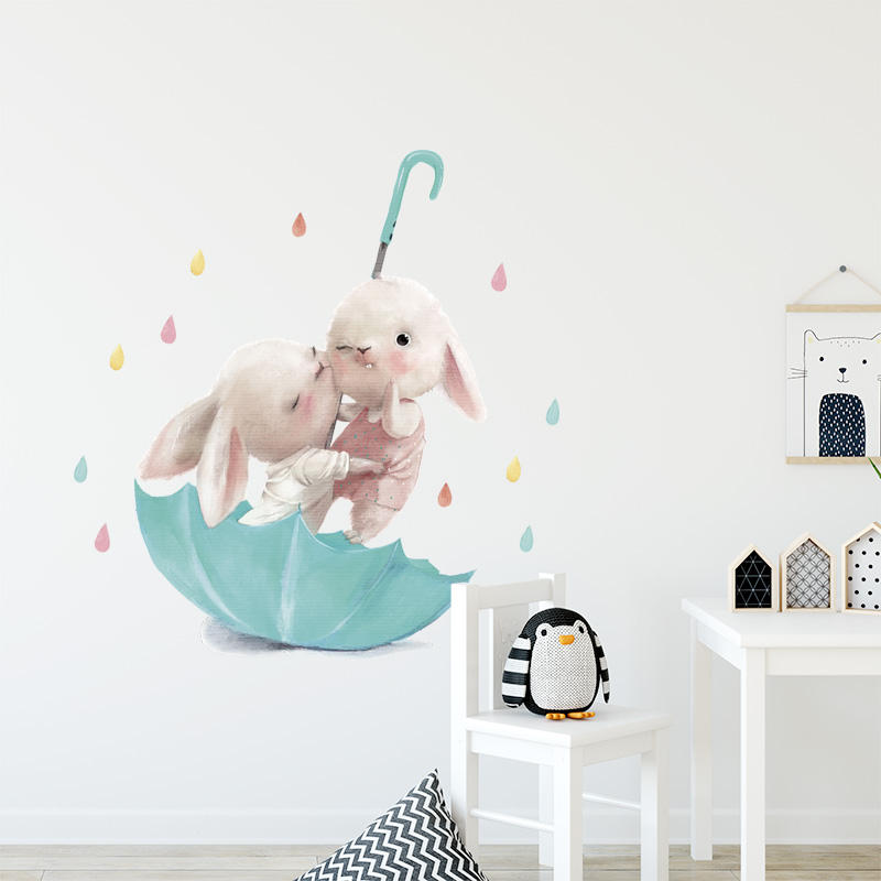 Bunnies & Raindrops - Wall Sticker of 2 Styles