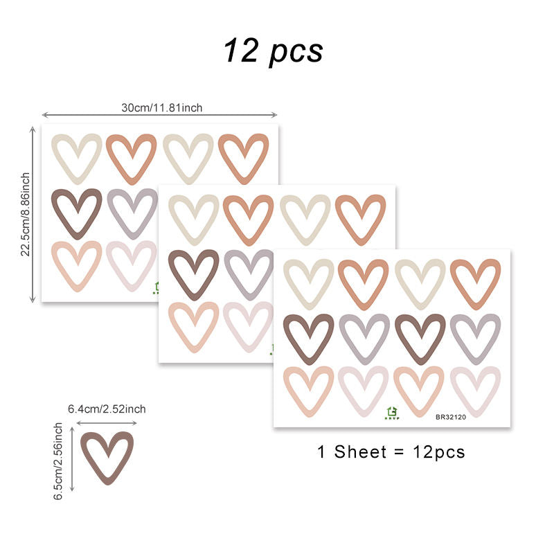 Colorful Hearts - Wall Sticker of 3 Styles