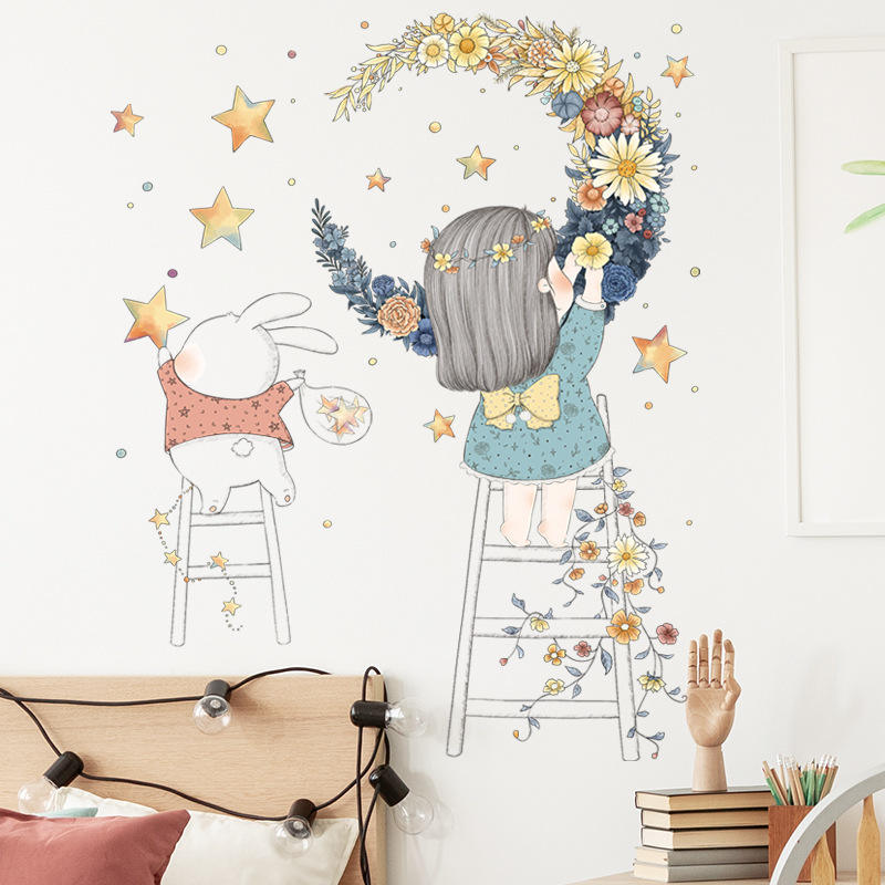 Girl & Bunny - Wall Sticker