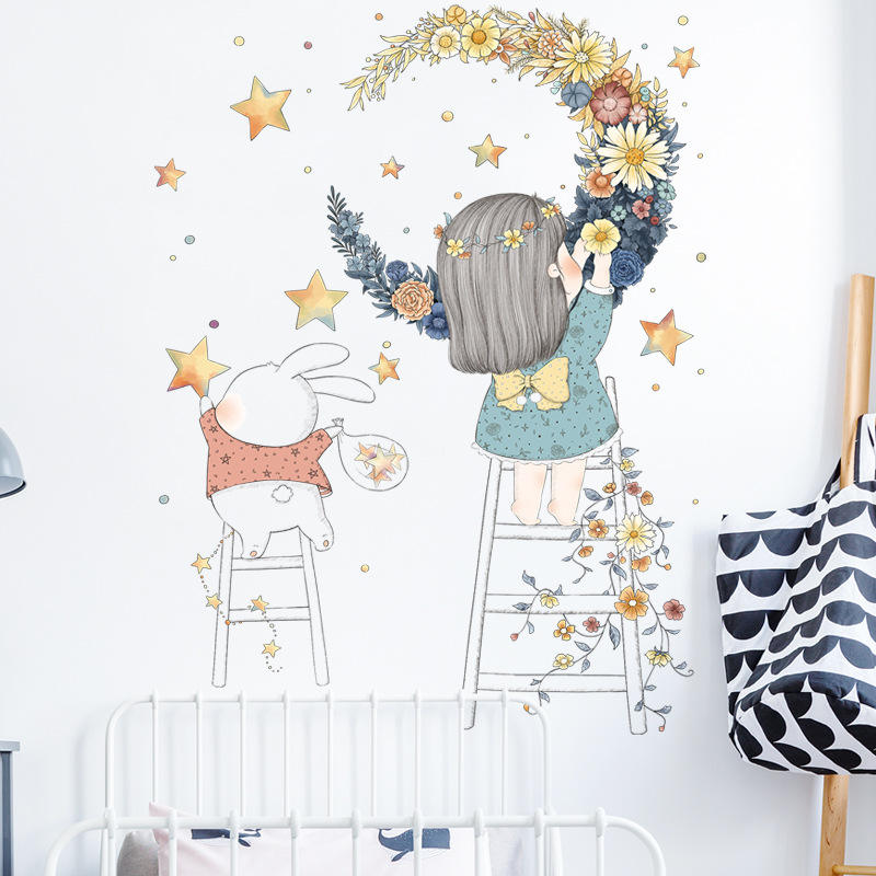 Girl & Bunny - Wall Sticker