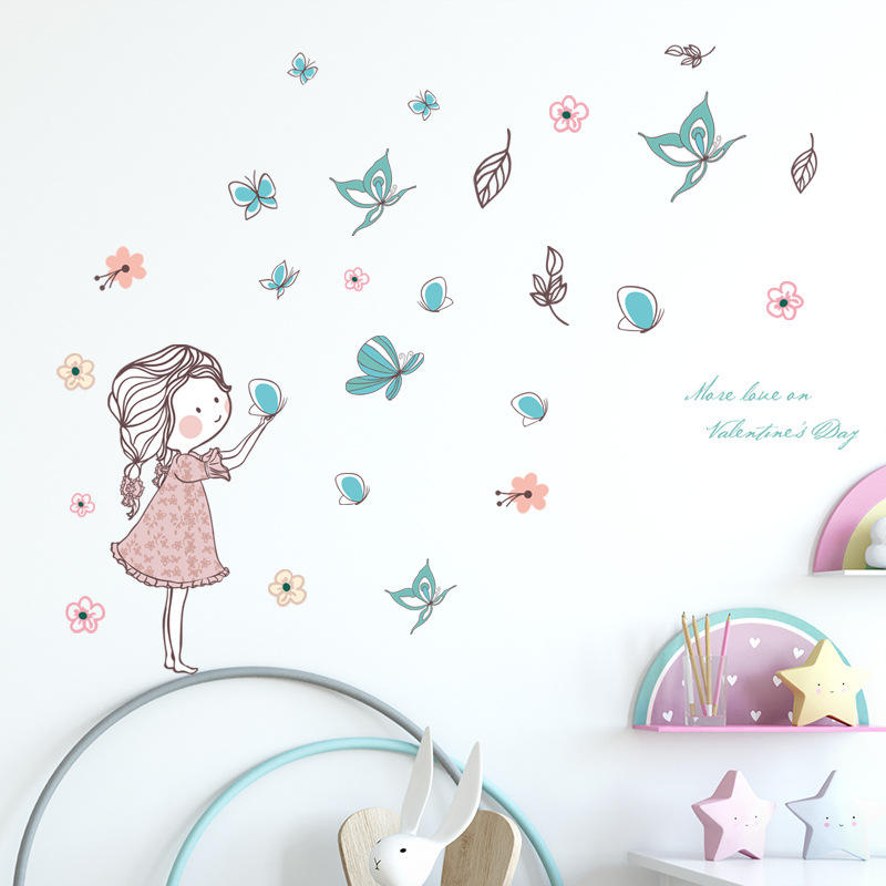 Girl & Butterflies Wall Sticker