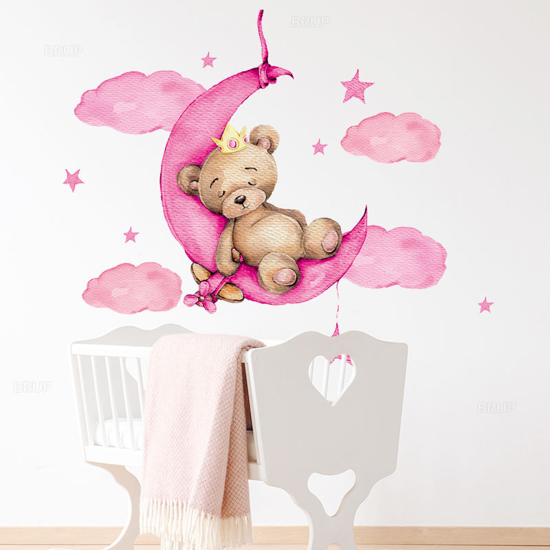 Bear Sleeping on the Moon - Wall Sticker of 2 Styles