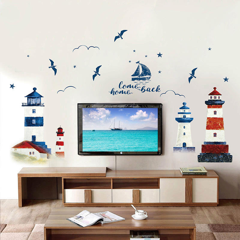 Lighthouse & Boat - Wall Sticker