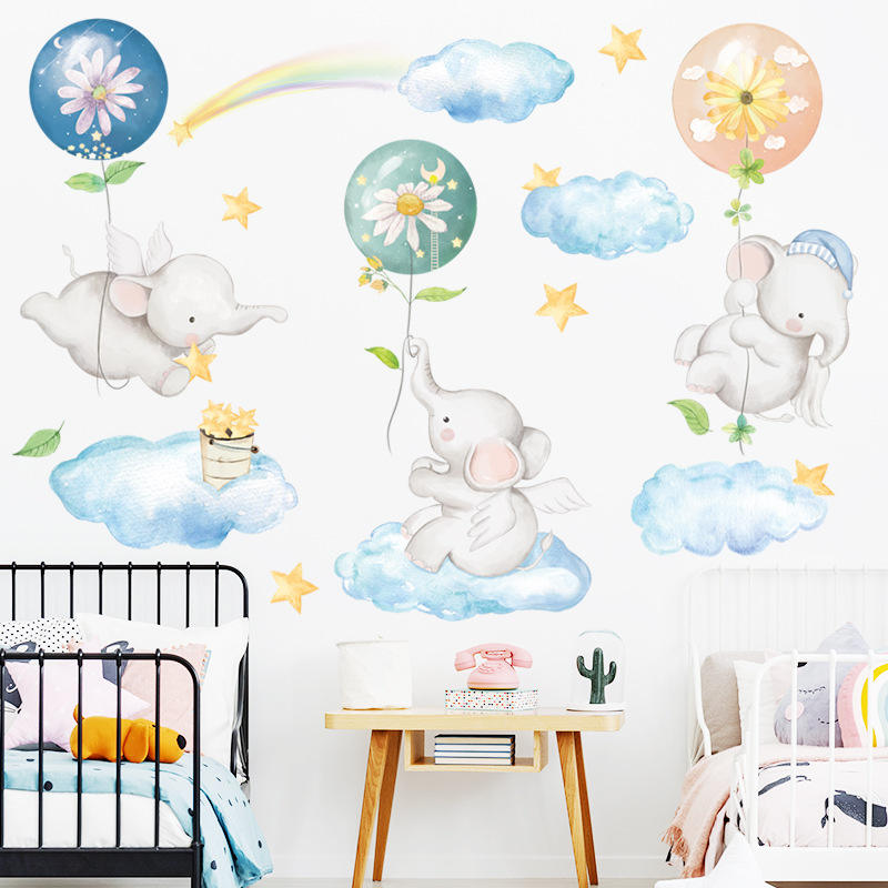 Elephant over the Cloud - Wall Sticker