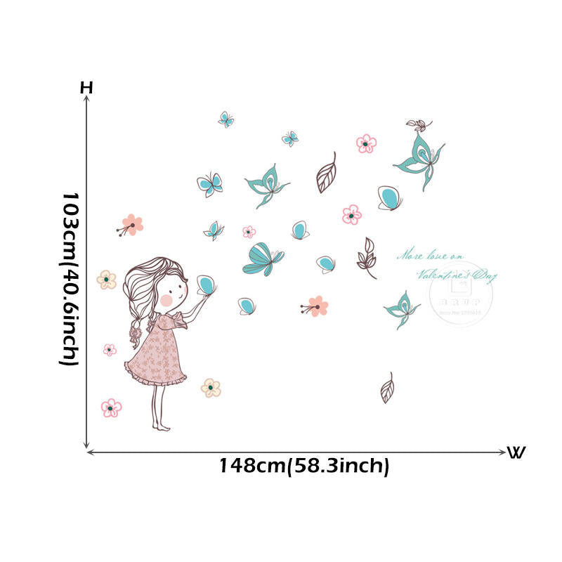 Girl & Butterflies Wall Sticker