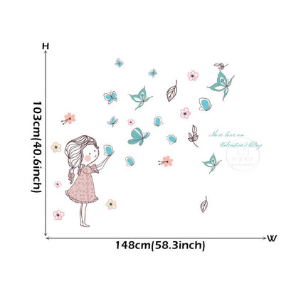 Girl & Butterflies Wall Sticker