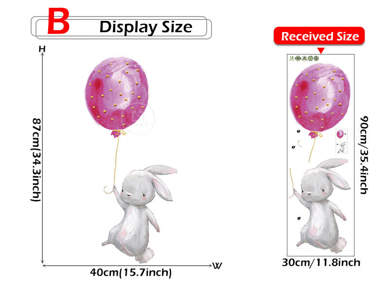 Pink Balloon Bunnies - Wall Stickers of 5 Styles