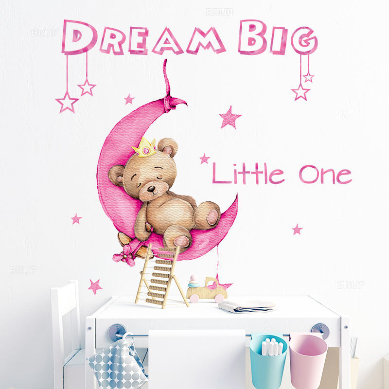 Bear Sleeping on the Moon - Wall Sticker of 2 Styles