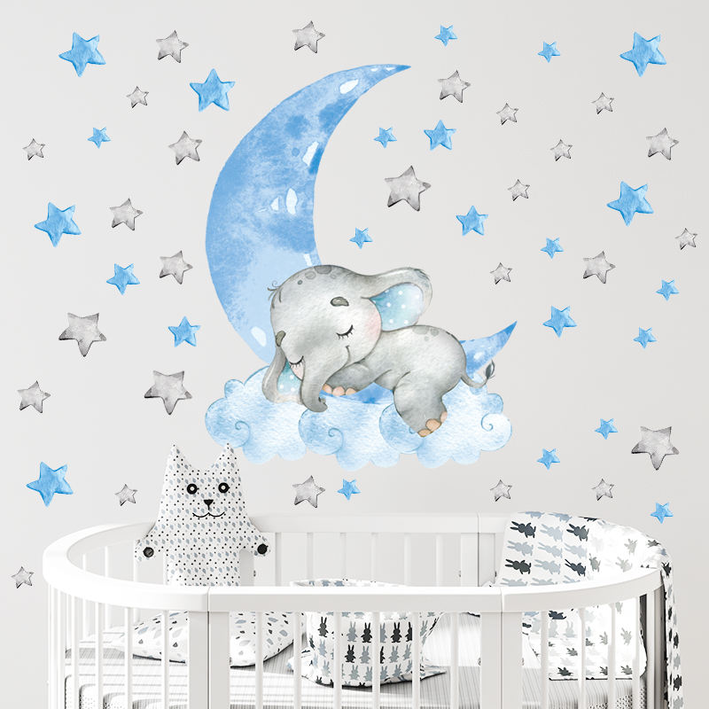 Elephant Sleeping on the Moon - Wall Sticker