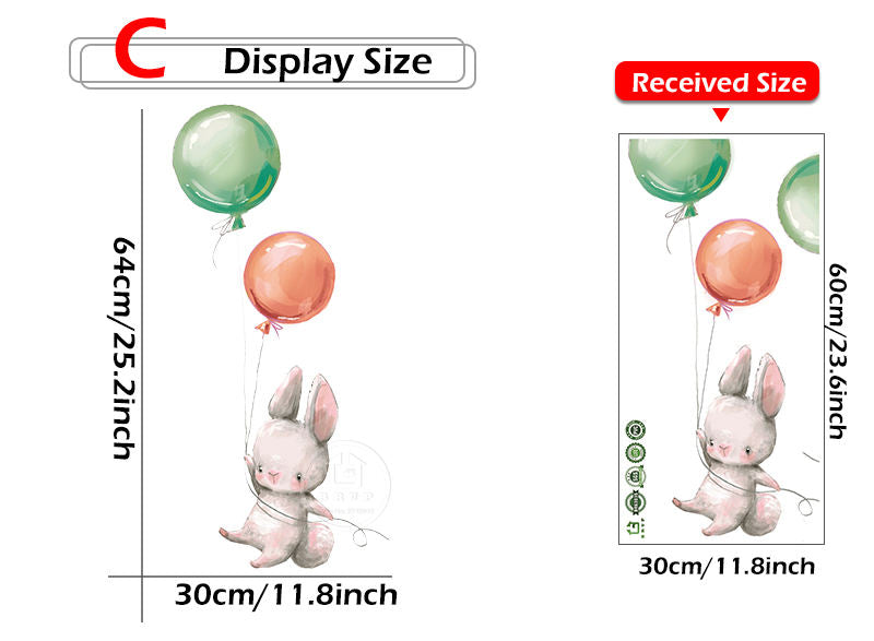 Colorful Balloon Bunnies - Wall Sticker of 4 Styles