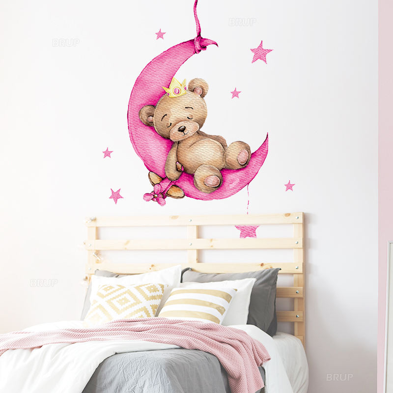 Bear Sleeping on the Moon - Wall Sticker of 2 Styles