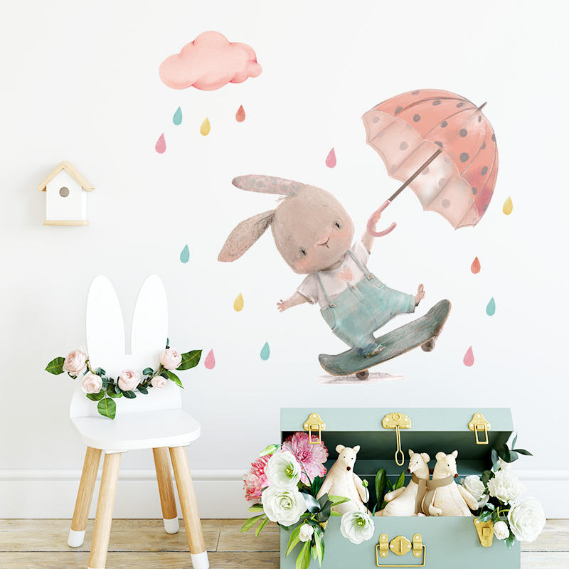 Skateboarding Bunny - Wall Sticker