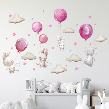 Pink Balloon Bunnies - Wall Stickers of 5 Styles