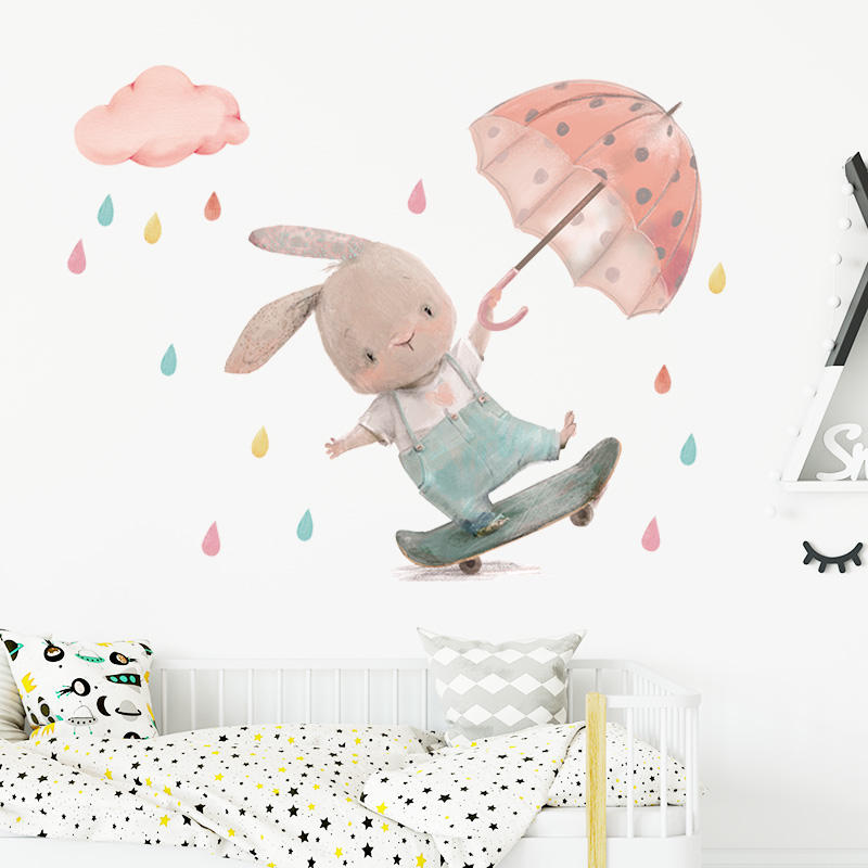 Skateboarding Bunny - Wall Sticker