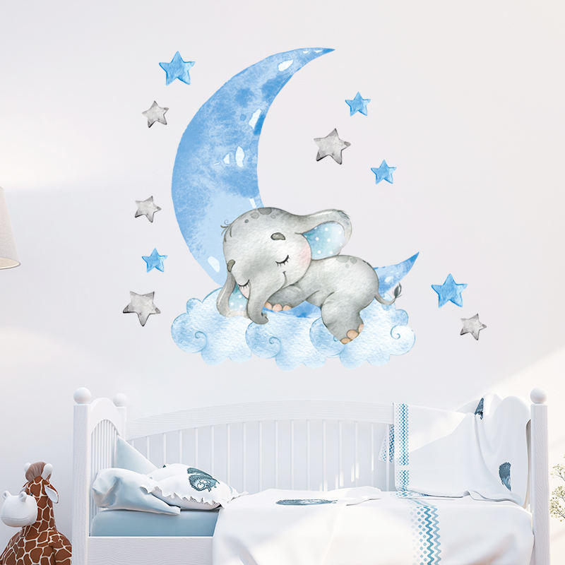 Elephant Sleeping on the Moon - Wall Sticker