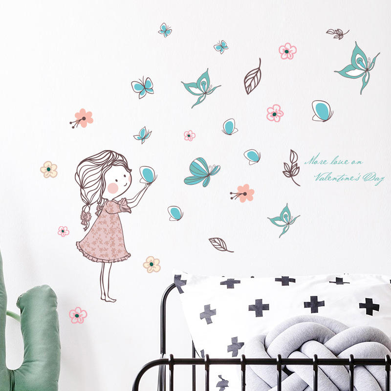 Girl & Butterflies Wall Sticker