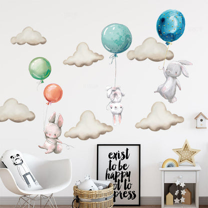 Colorful Balloon Bunnies - Wall Sticker of 4 Styles