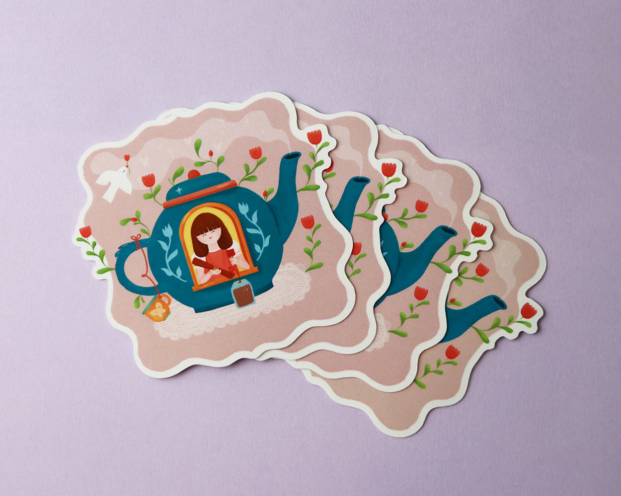 Tea Pot Girl - Die Cut Sticker