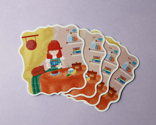 Café Girl - Die Cut Sticker