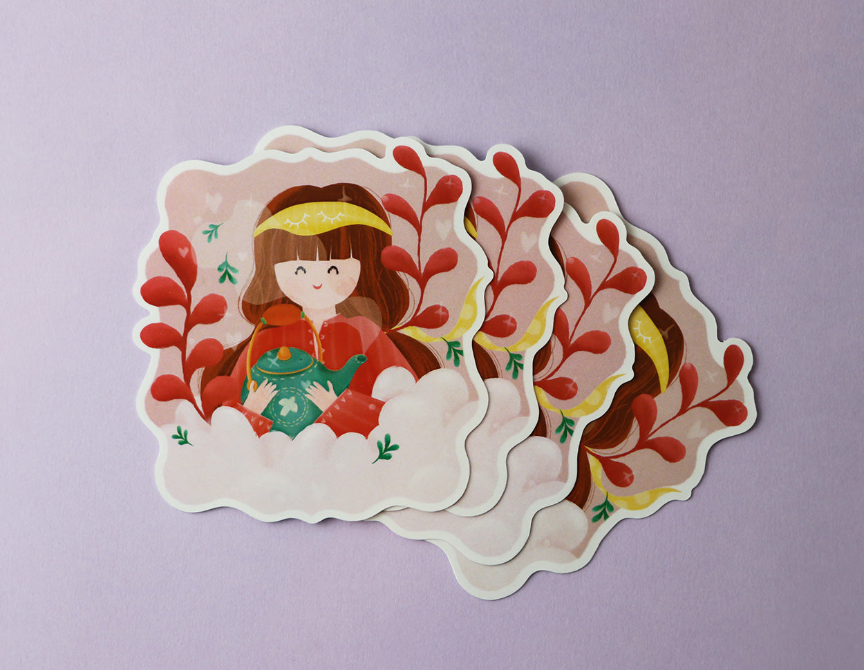 Tea Lover with Pot - Die Cut Sticker