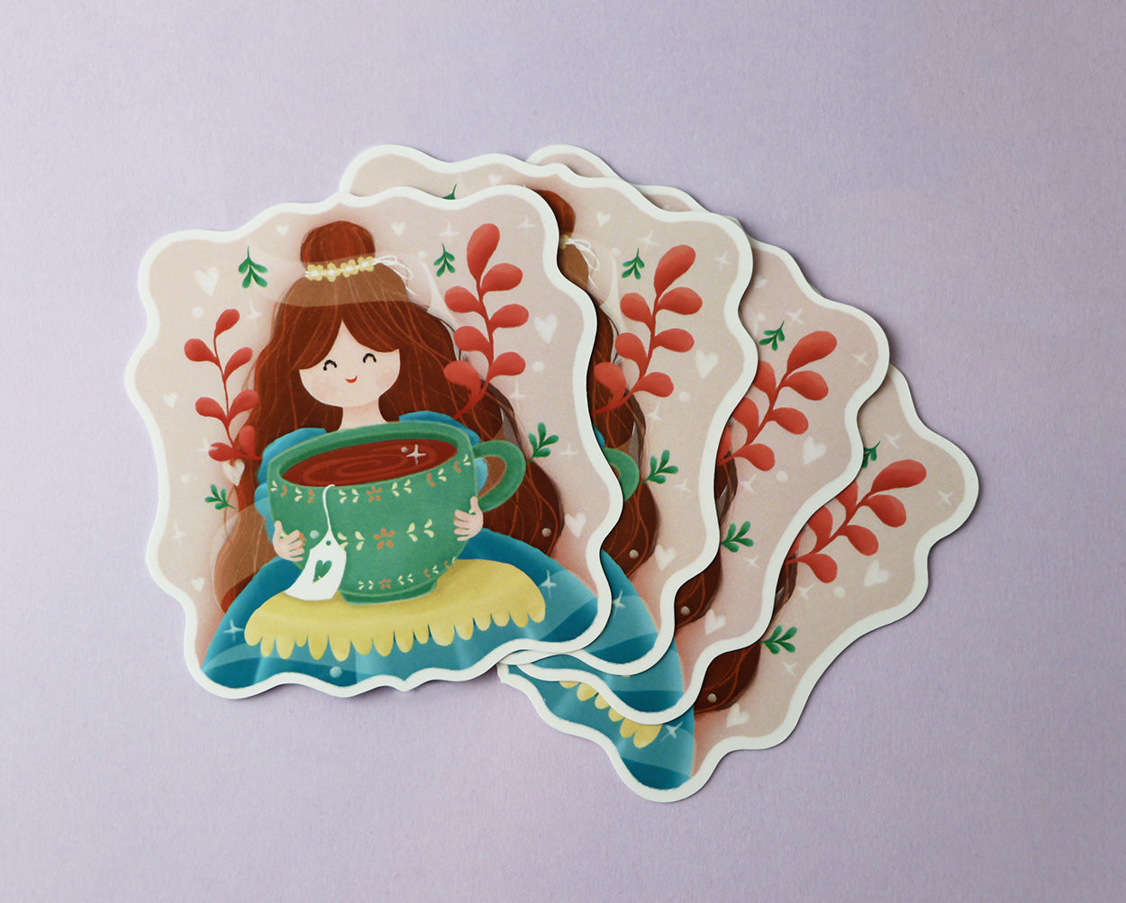 Tea Lover with Cup - Die Cut Sticker