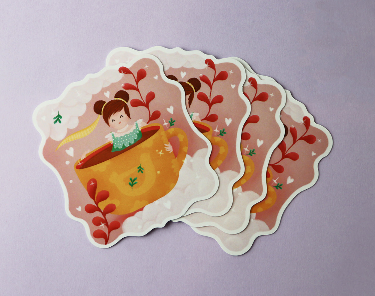 Tea Lover in Cup - Die Cut Sticker