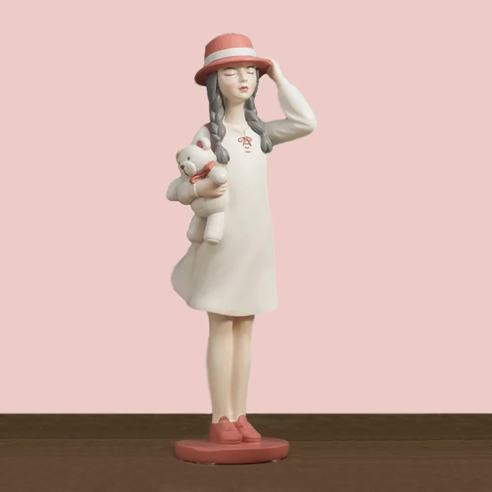 Girl with Teddy Bear - Decor Figurine