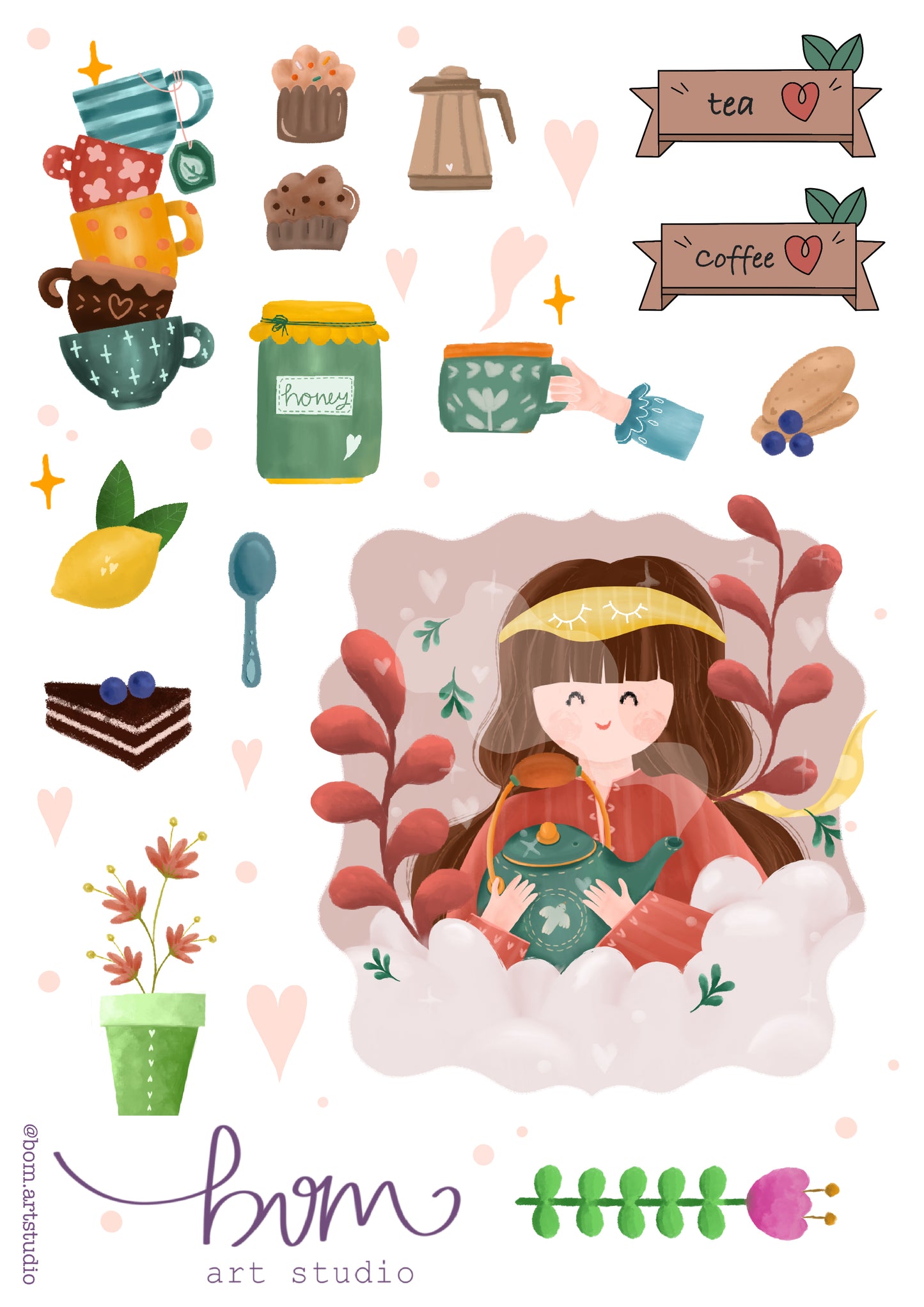 Tea Lover with Pot - Sticker Set